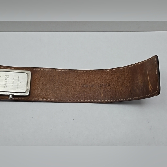 Womens Vintage Carriage Timex Black Leather Cuff Watch New Battery Silver Rare - Picture 10 of 11